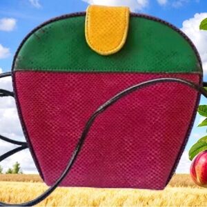 Ande Vintage Handbag Case Shoulder Bag MultiColor Reptile Print